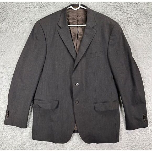 Emile Lafaurie Blazer Adult 46R Brown 2‎ Button Tuxedo Jacket Suit Office Mens - Picture 1 of 9